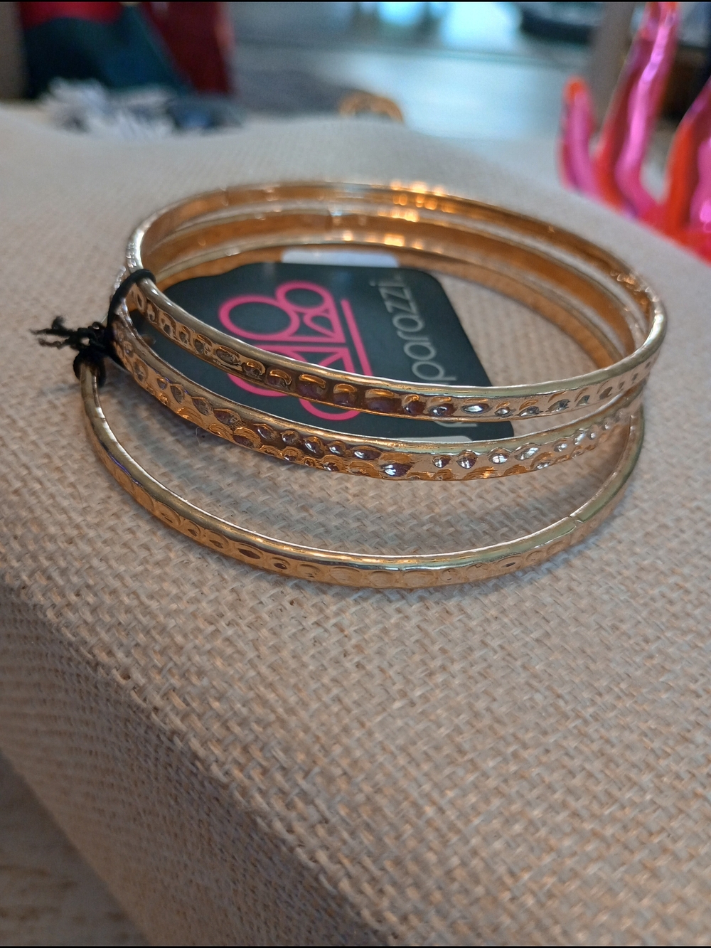 paparazzi Gold-Tone Textured Stackable Bangle Bracelet Set